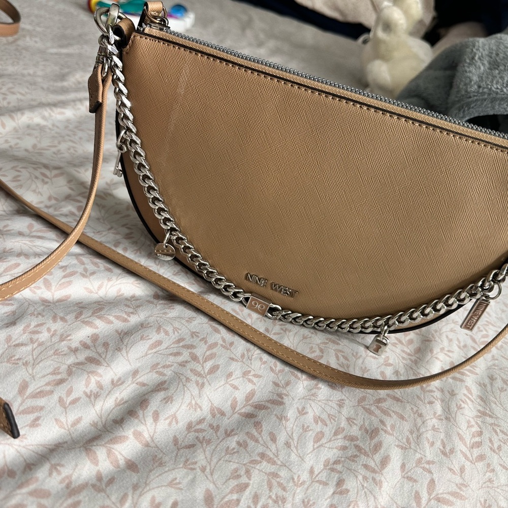 Nine West Tan Crossbody Bag with Chain Detail